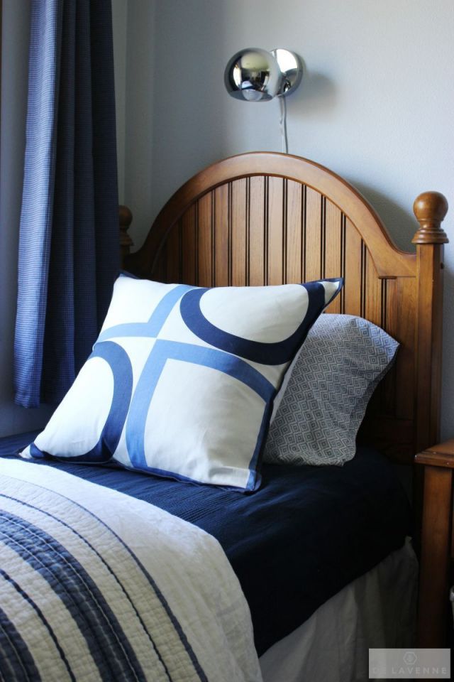 I had been coveting Victoria Hagan s summer square  f o r  y e a r s.  (Pillow). Lamp: Urban Outfitters.