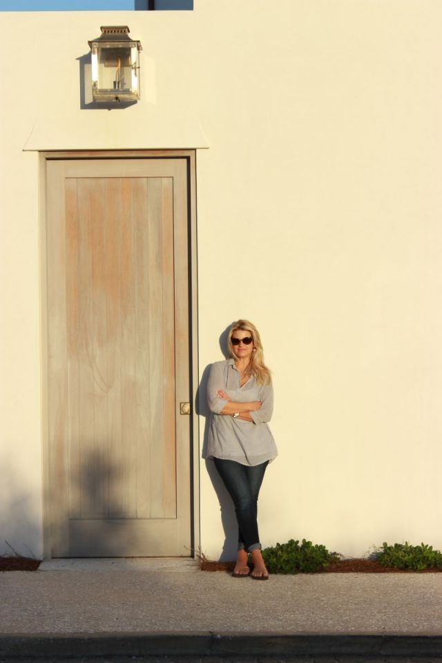 My husband took this of me standing by a stunning side entry of an Alys Beach residence.